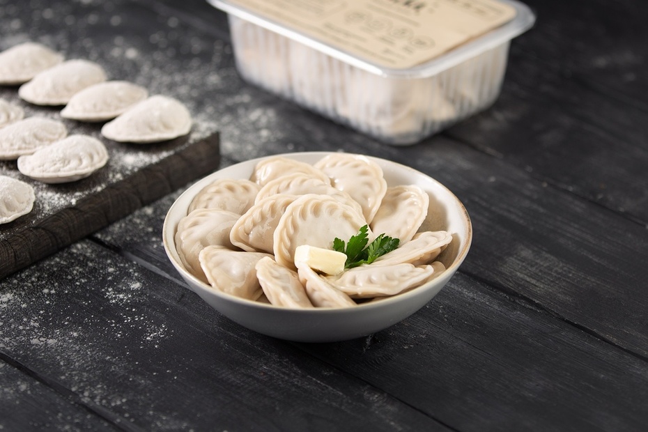 Вареники с картофелем и грибами замороженные Вареники с картофелем и грибами замороженные - Достаевский