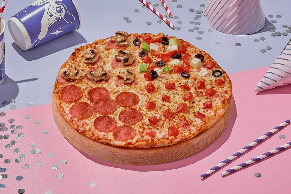 Пицца «Четыре сезона» на тонком тесте 30 см - Достаевский