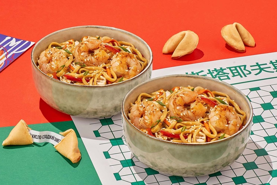 Тигровые креветки с лапшой удон Х2 - Достаевский